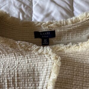 Kaari Blue Ivory Fringe Jacket